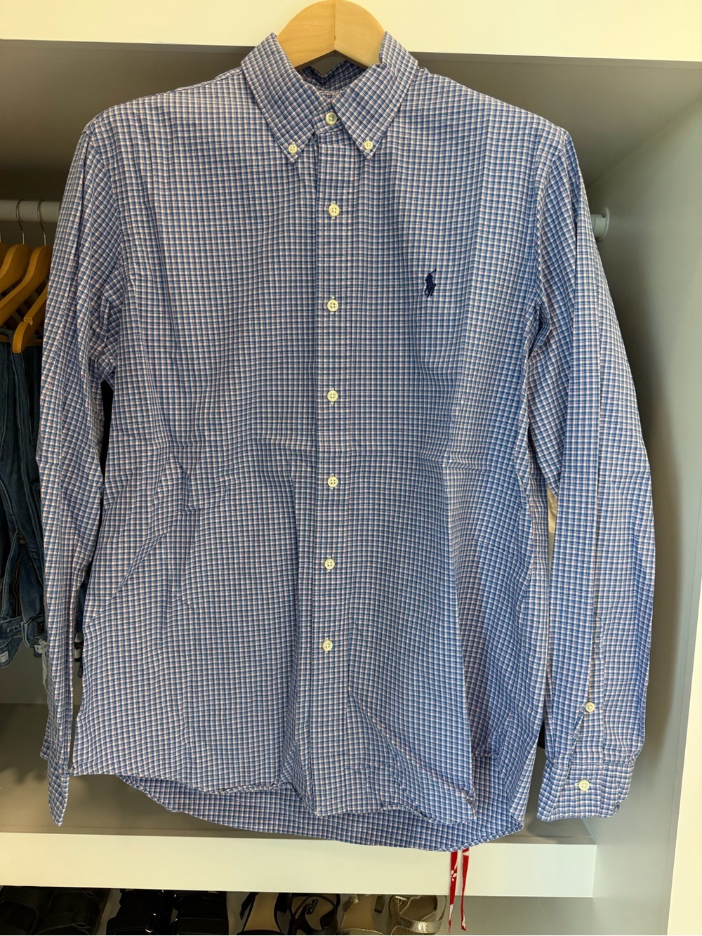 Ralph Lauren Navy & Light Blue Check Button-Down Shirt